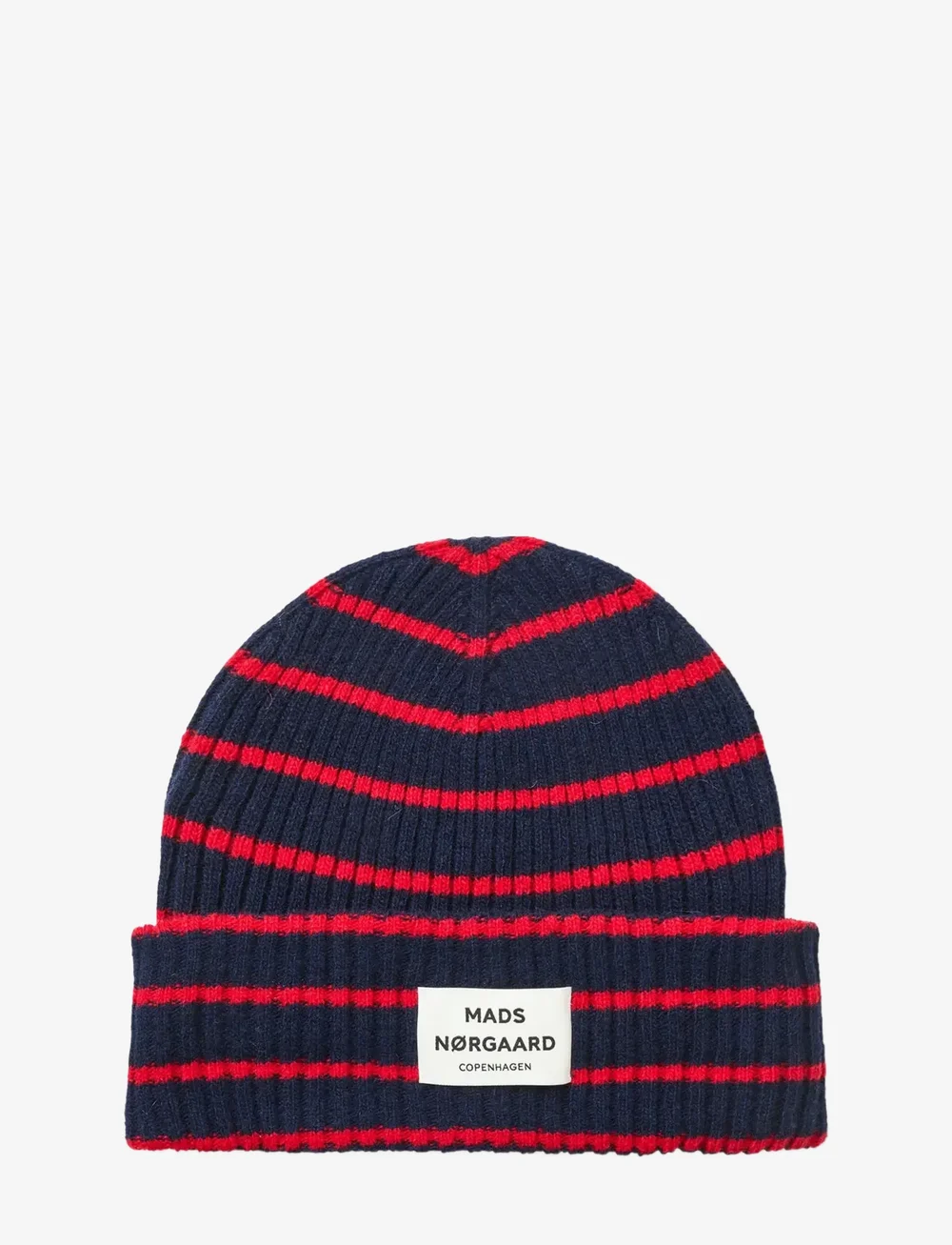 Mads Nørgaard - Yota Anju Stripe Beanie - beanies - parisian night/high risk red - 0