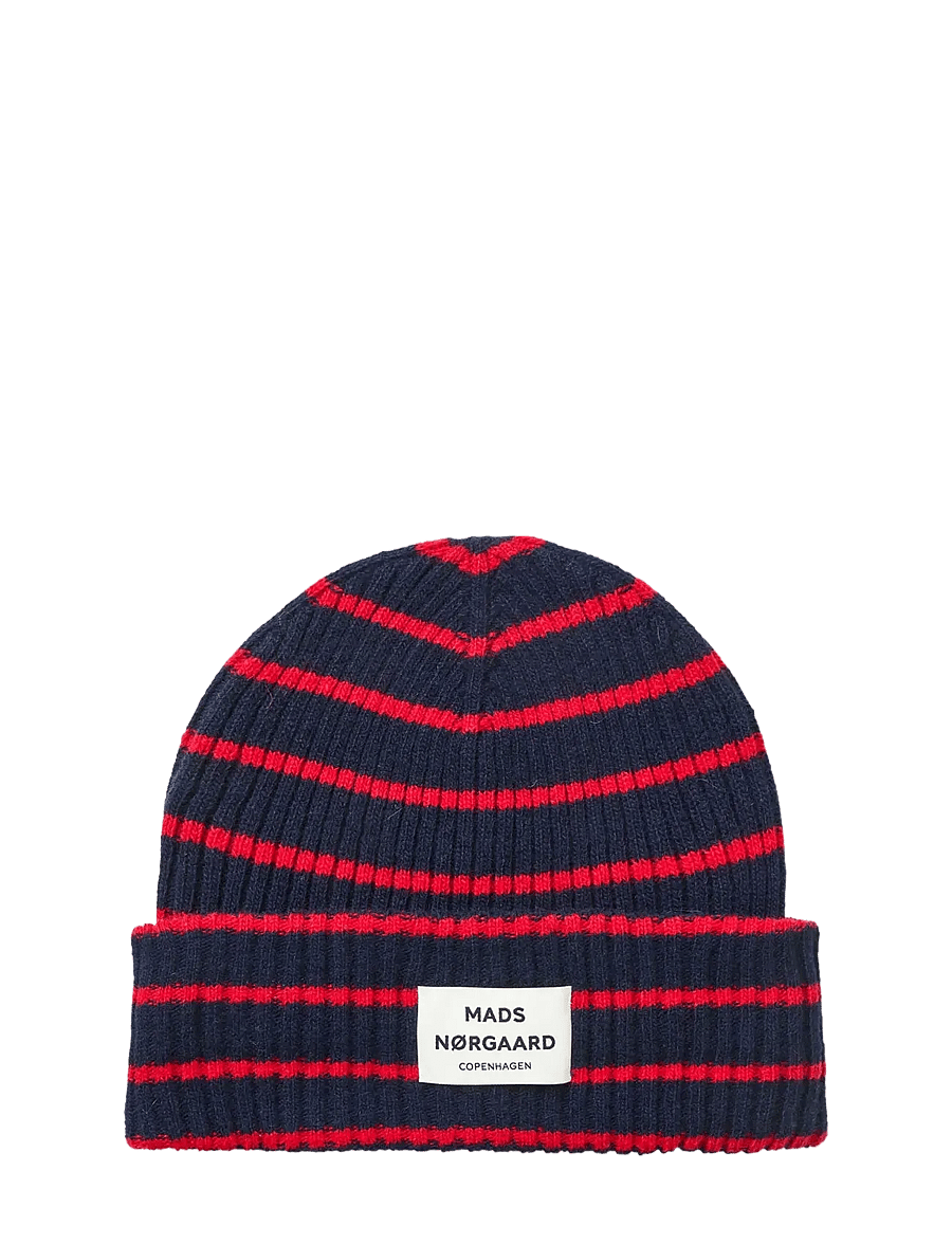 Mads Nørgaard - Yota Anju Stripe Beanie - luer - parisian night/high risk red - 0