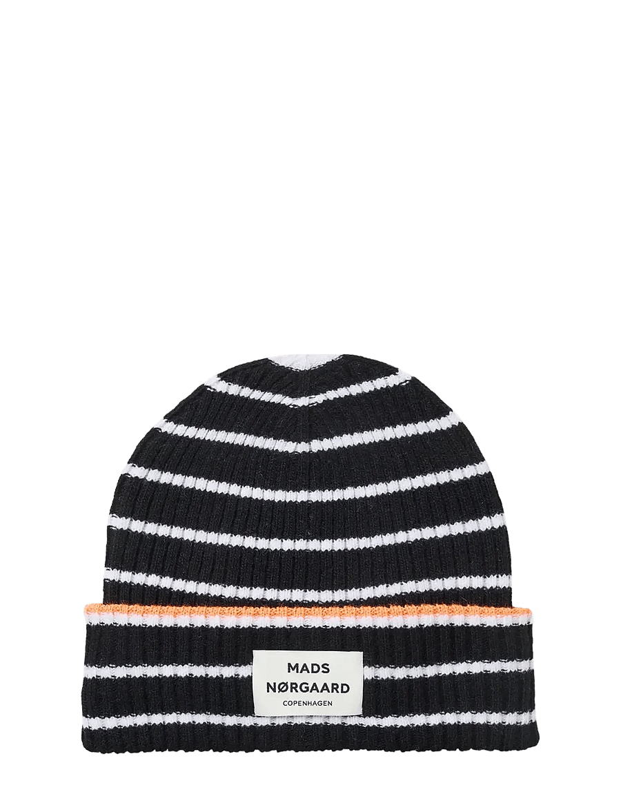 Mads Nørgaard - Yota Anju Stripe Beanie - huer - black/vanilla ice - 0