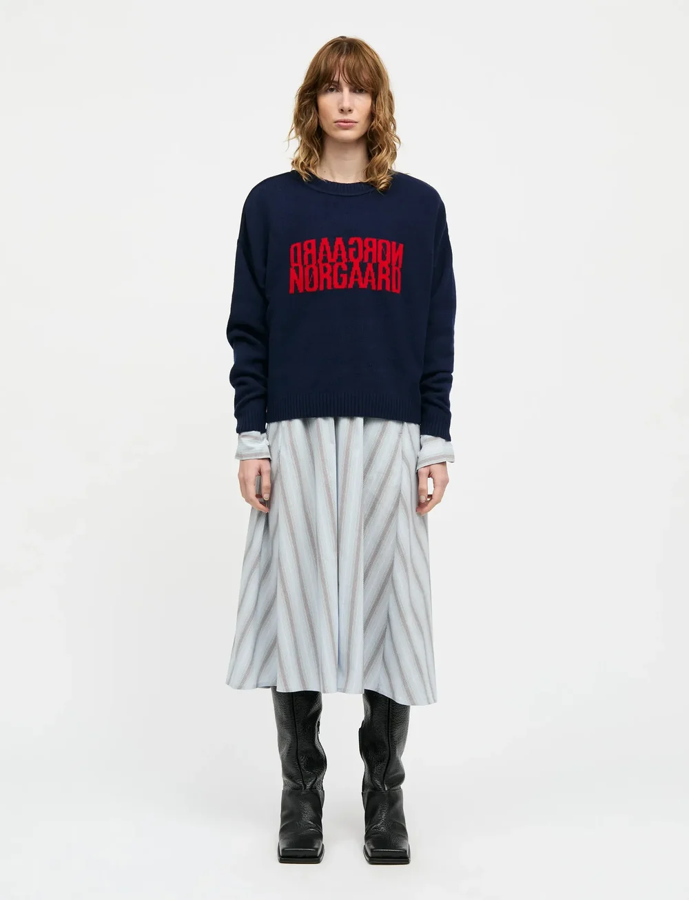 Mads Nørgaard - Yota Knit Tilona Sweater - stickade tröjor - parisian night - 0