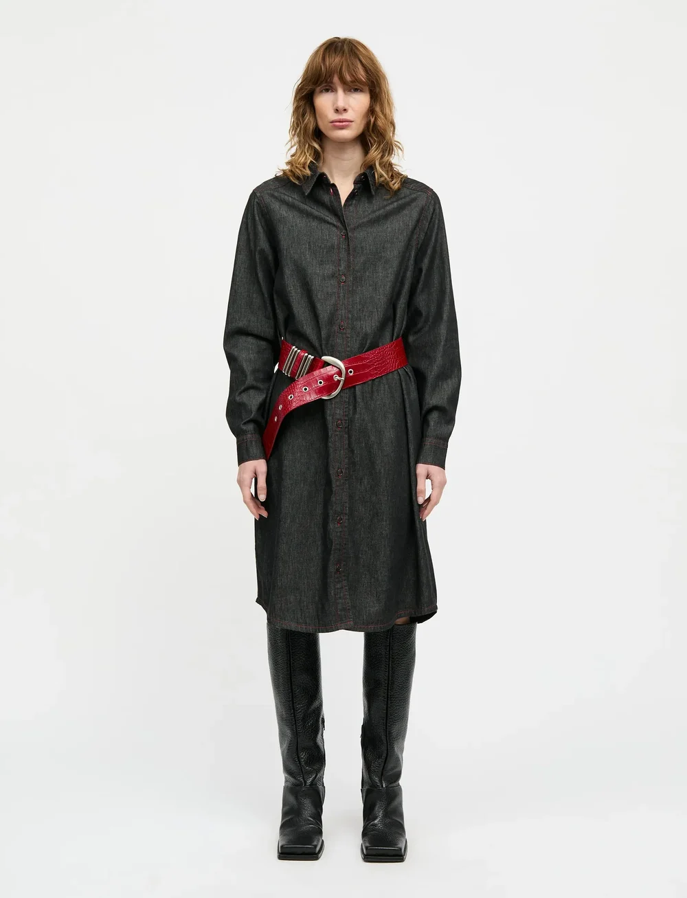 Mads Nørgaard - Air Denim Crissy Dress - skjortekjoler - black - 0