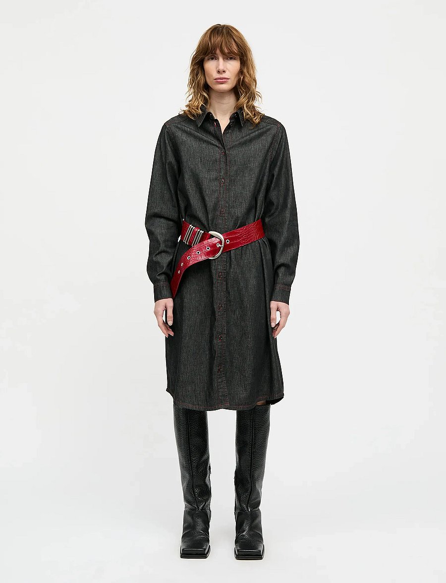 Mads Nørgaard - Air Denim Crissy Dress - särkkleidid - black - 0