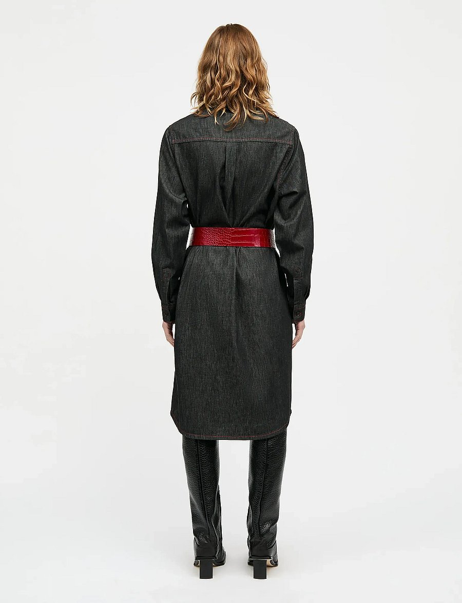 Mads Nørgaard - Air Denim Crissy Dress - särkkleidid - black - 2