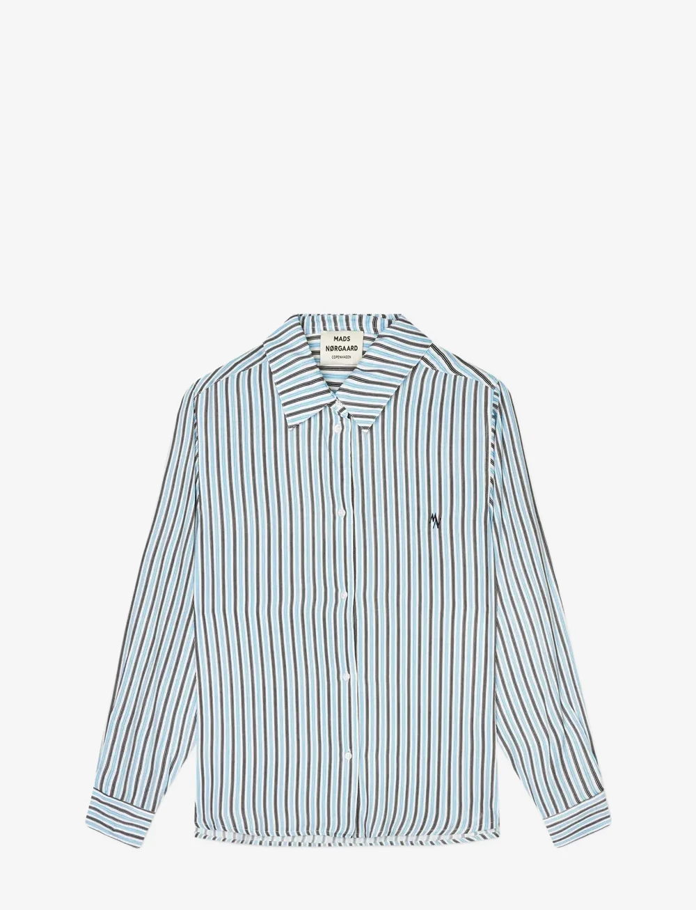 Mads Nørgaard - Delicate Twill Crane Shirt AOP - koszule z długimi rękawami - pinstripe aop/malibu blue - 1