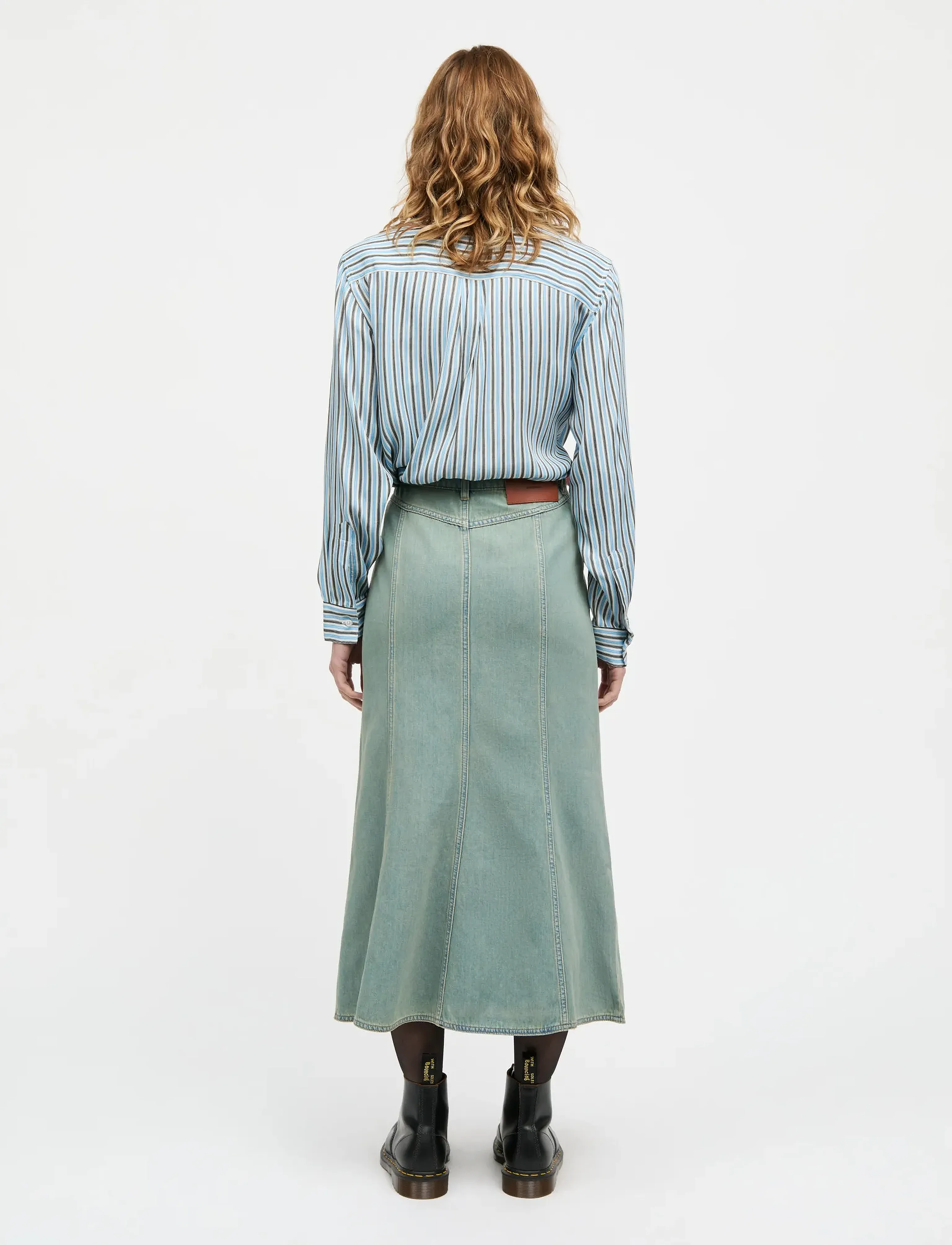 Mads Nørgaard - Delicate Twill Crane Shirt AOP - langerma skyrtur - pinstripe aop/malibu blue - 2