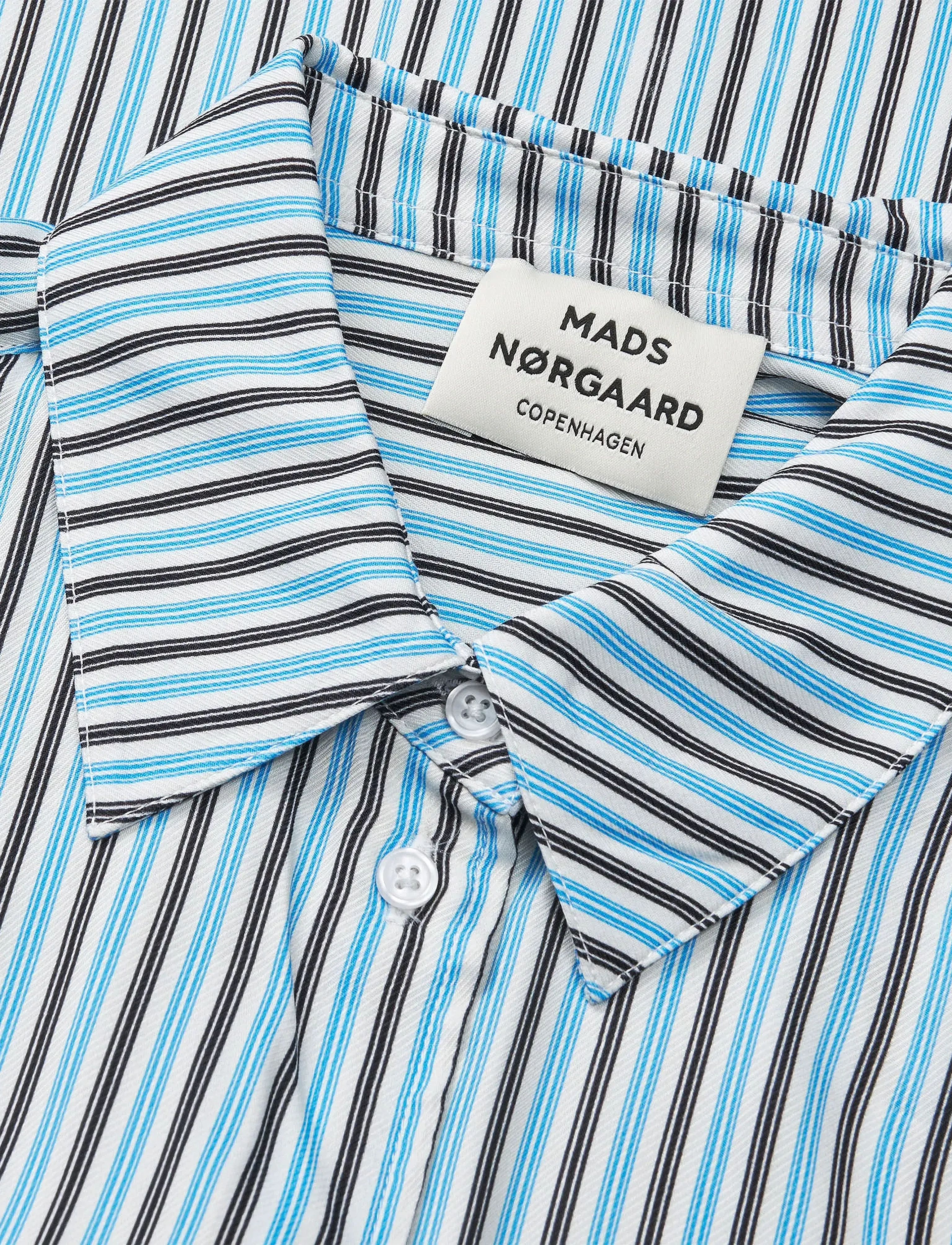 Mads Nørgaard - Delicate Twill Crane Shirt AOP - langerma skyrtur - pinstripe aop/malibu blue - 3
