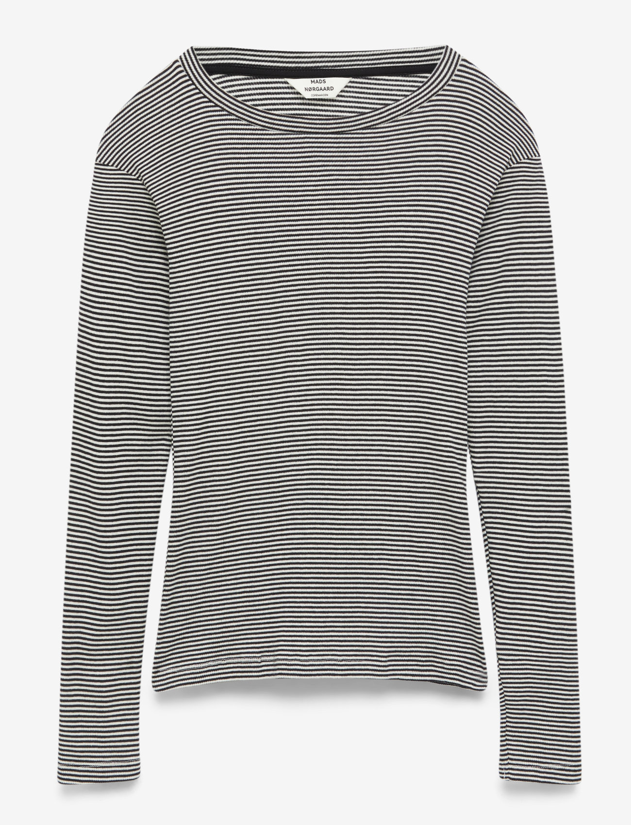 Mads Nørgaard - 2x2 Cotton Stripe Tuba Tee LS - pikkade varrukatega alussärgid - black/vanilla ice - 1