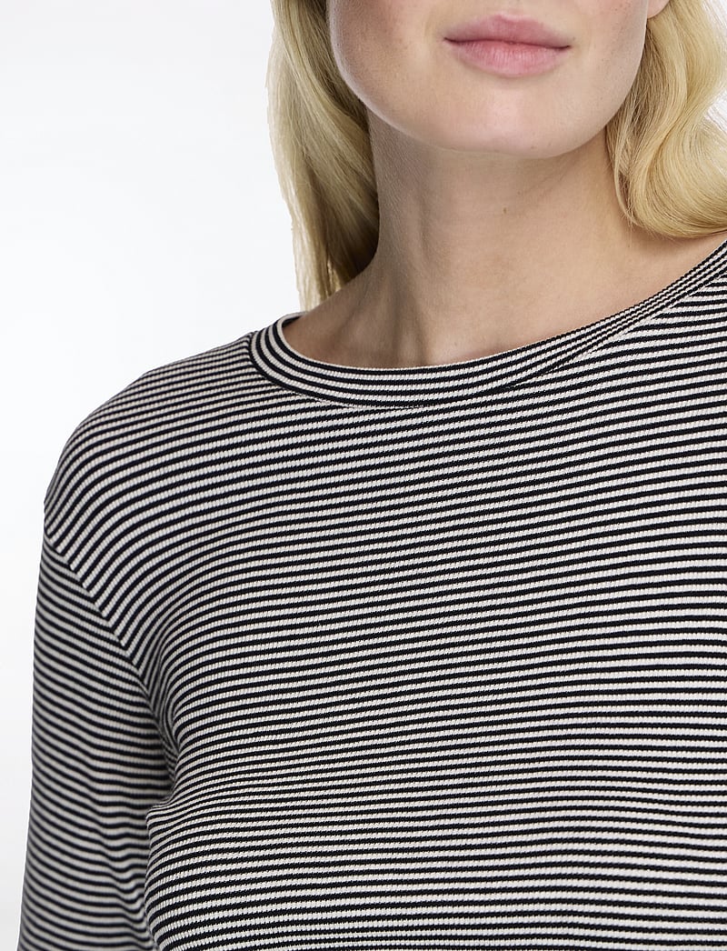 Mads Nørgaard - 2x2 Cotton Stripe Tuba Tee LS - hauts à manches longues - black/vanilla ice - 5