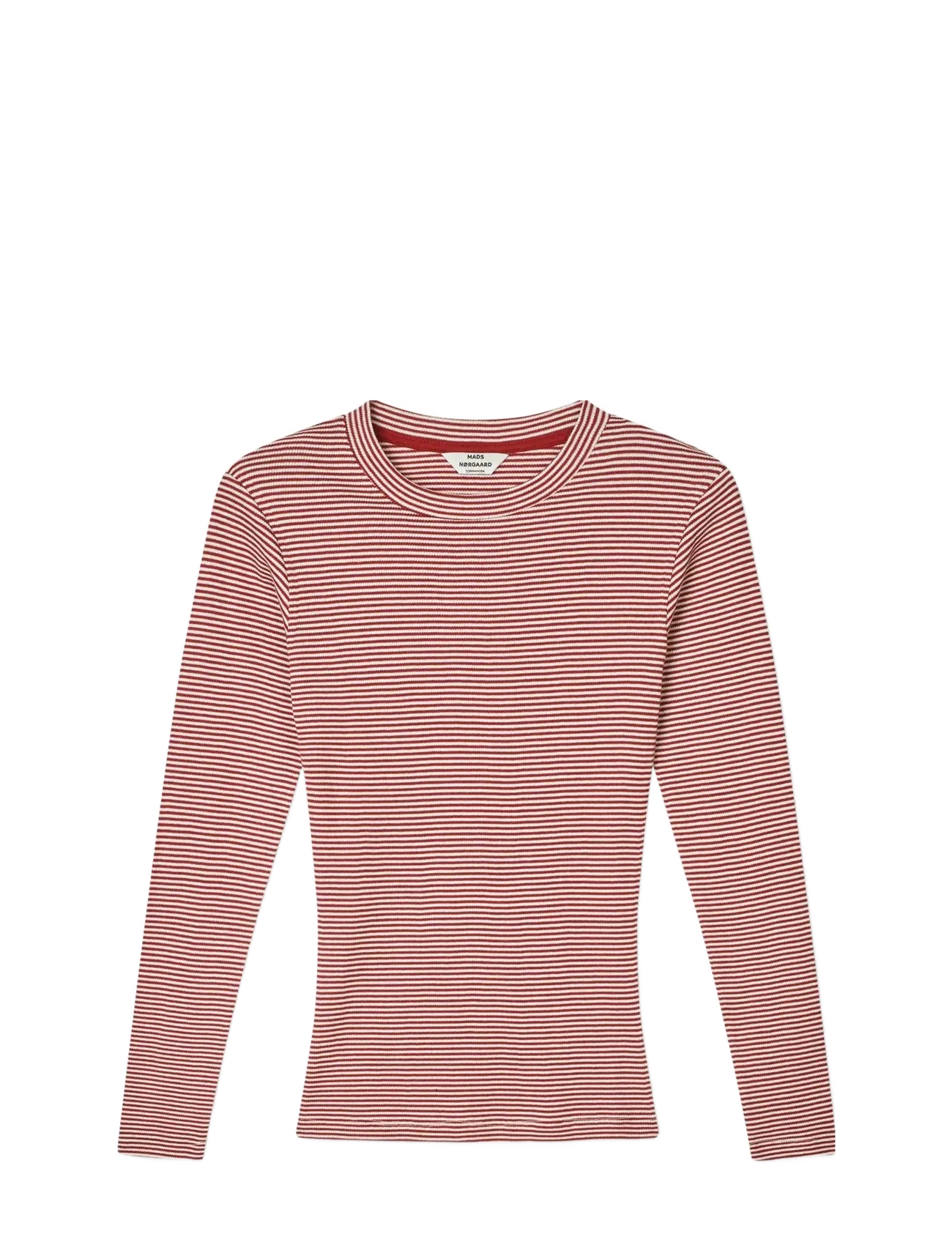 MADS NØRGAARD 2X2 Baumwolle Stripe Tuba Tee Ls Rot - S - Damen