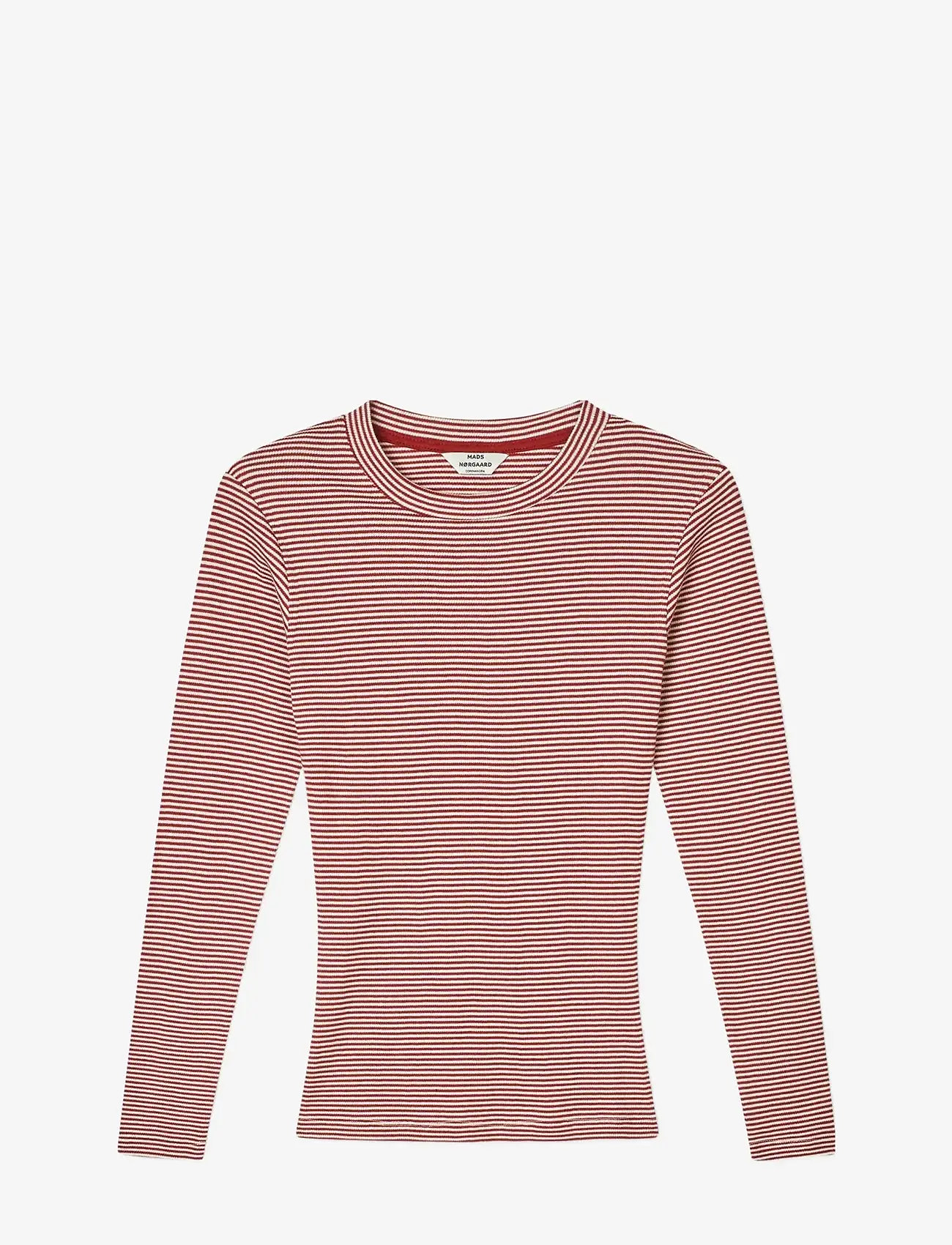 Mads Nørgaard - 2x2 Cotton Stripe Tuba Tee LS - hauts à manches longues - winery/vanilla ice - 1
