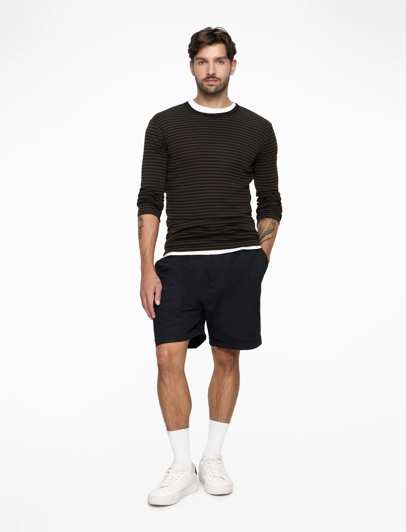 Mads Nørgaard - Duo Rib Tobias Tee LS - långärmade t-shirts - black/demitasse - 2