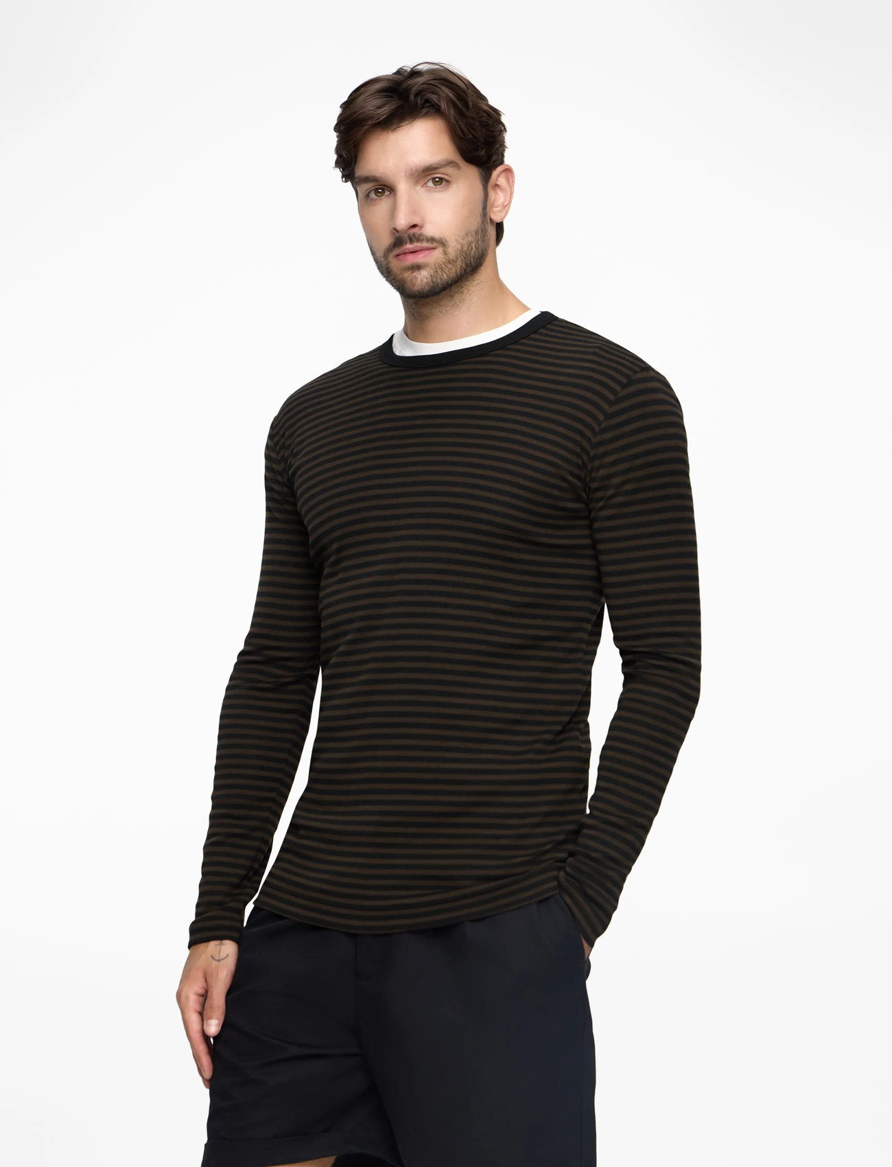 Mads Nørgaard - Duo Rib Tobias Tee LS - långärmade t-shirts - black/demitasse - 3
