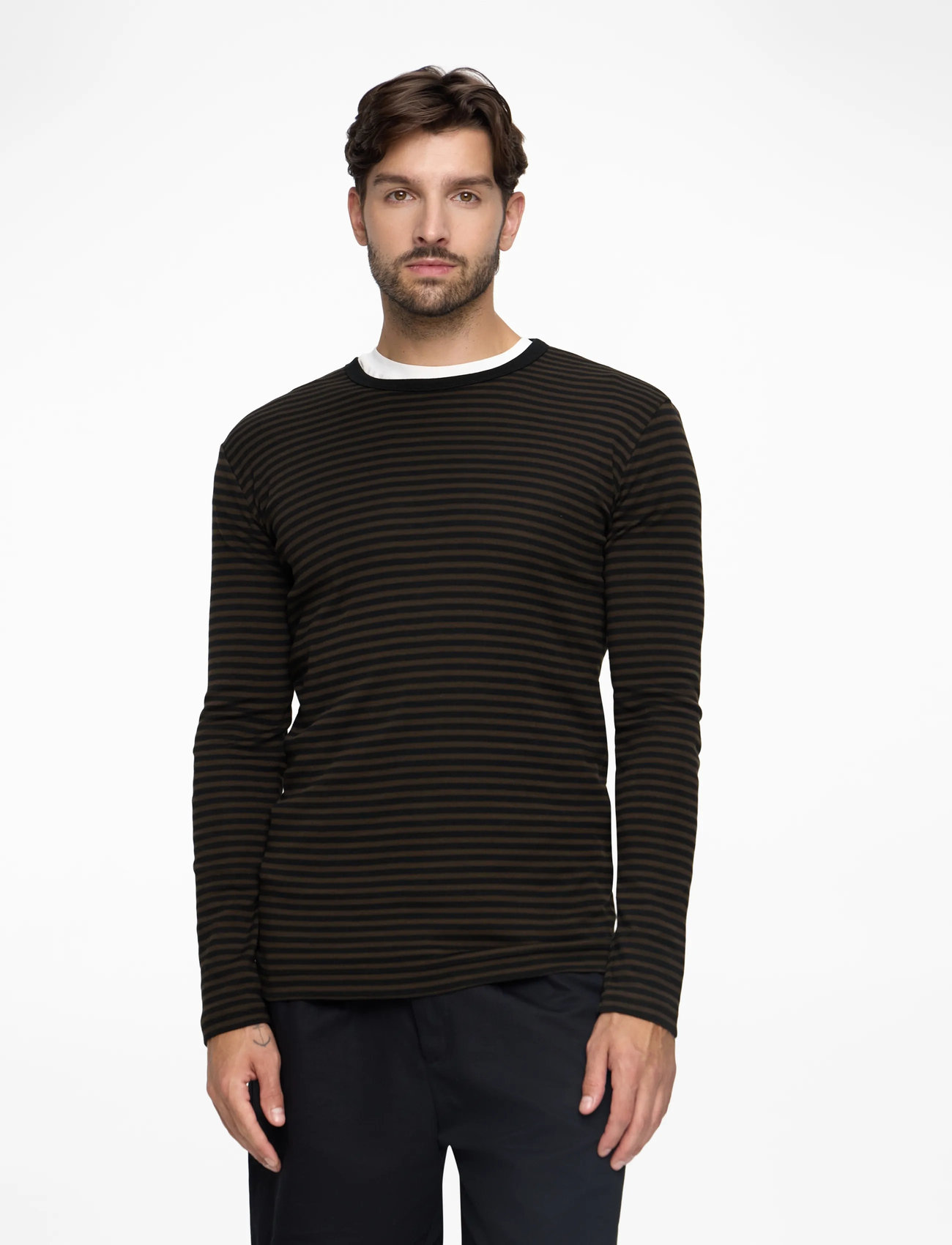 Mads Nørgaard - Duo Rib Tobias Tee LS - långärmade t-shirts - black/demitasse - 0