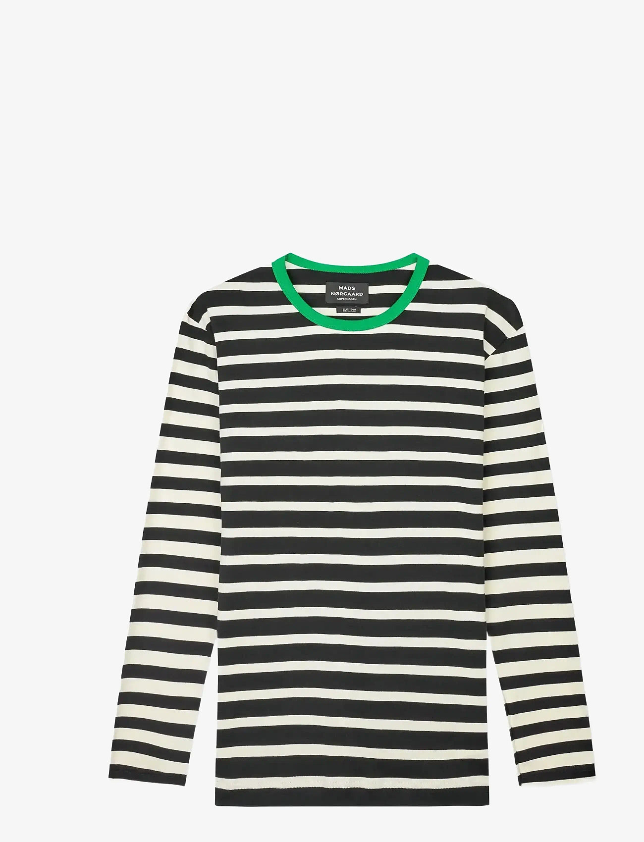 Mads Nørgaard - Trio Rib Tobias Tee LS - langærmede t-shirts - black/seedpearl/verdant green - 1