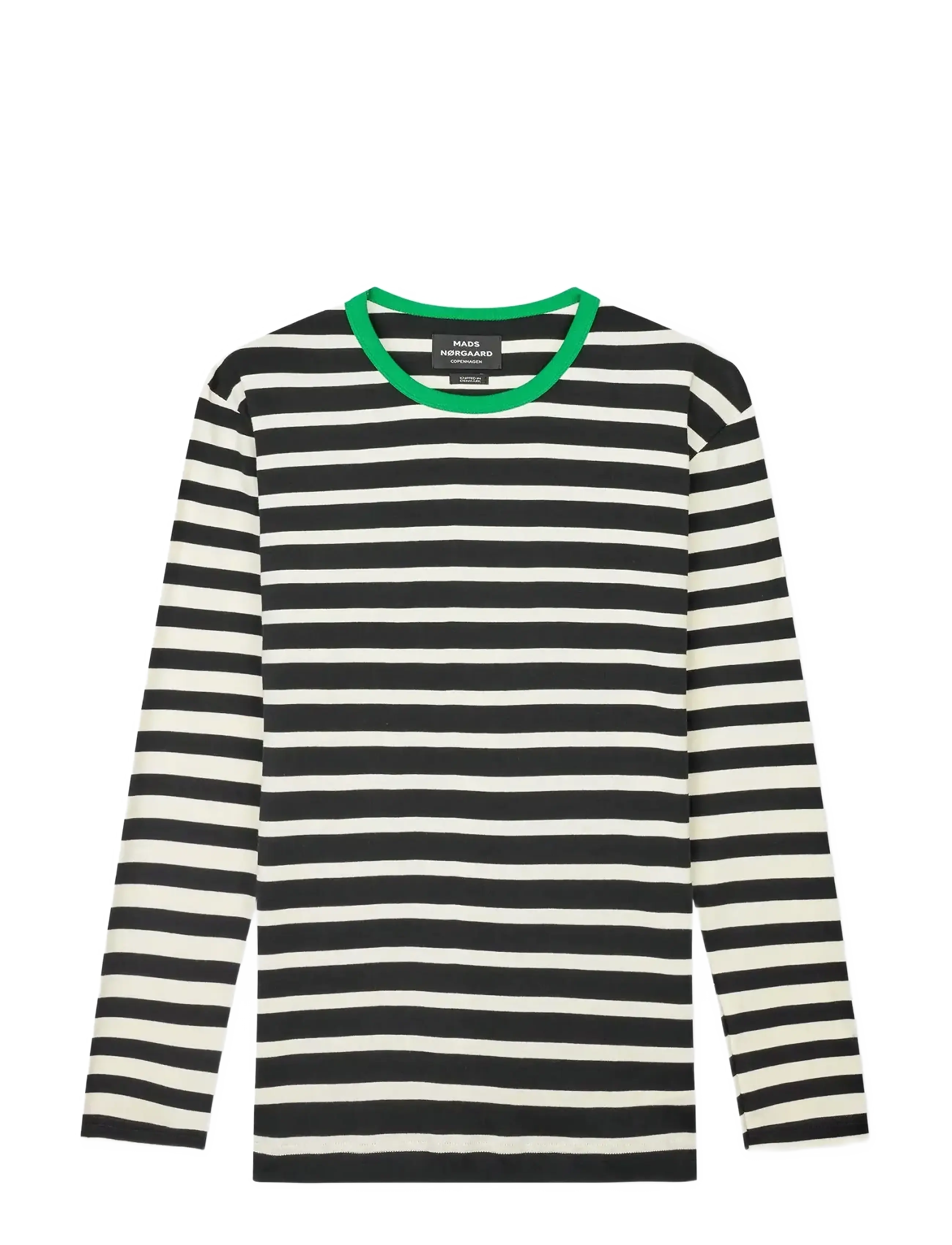 Mads Nørgaard Trio Rib Tobias Tee LS - T-Shirts - BLACK/SEEDPEARL/VERDANT GREEN / multi