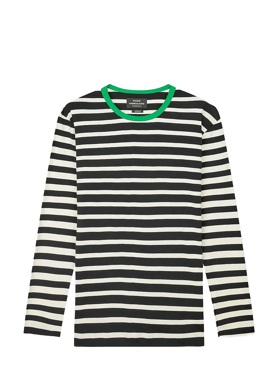Mads Nørgaard - Trio Rib Tobias Tee LS - langärmelig - black/seedpearl/verdant green - 1