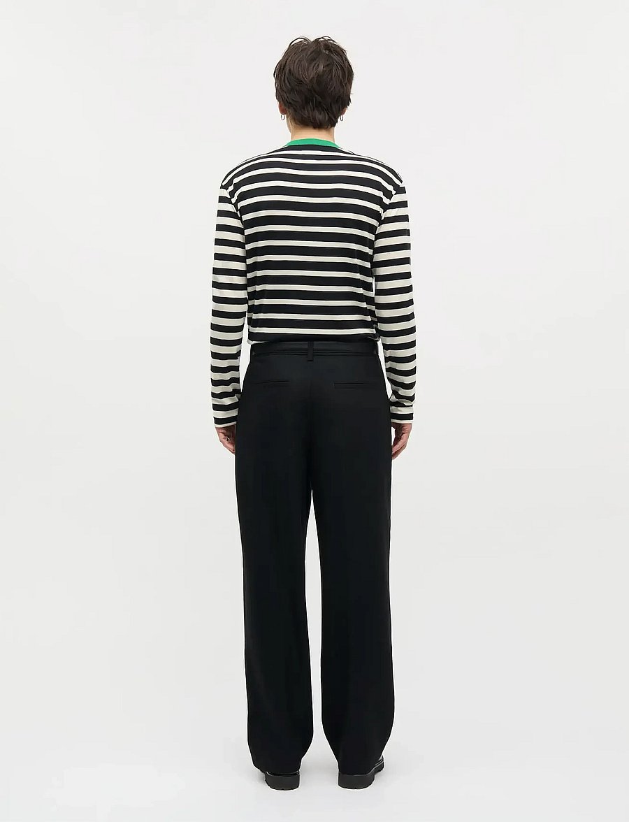 Mads Nørgaard - Trio Rib Tobias Tee LS - langärmelig - black/seedpearl/verdant green - 2