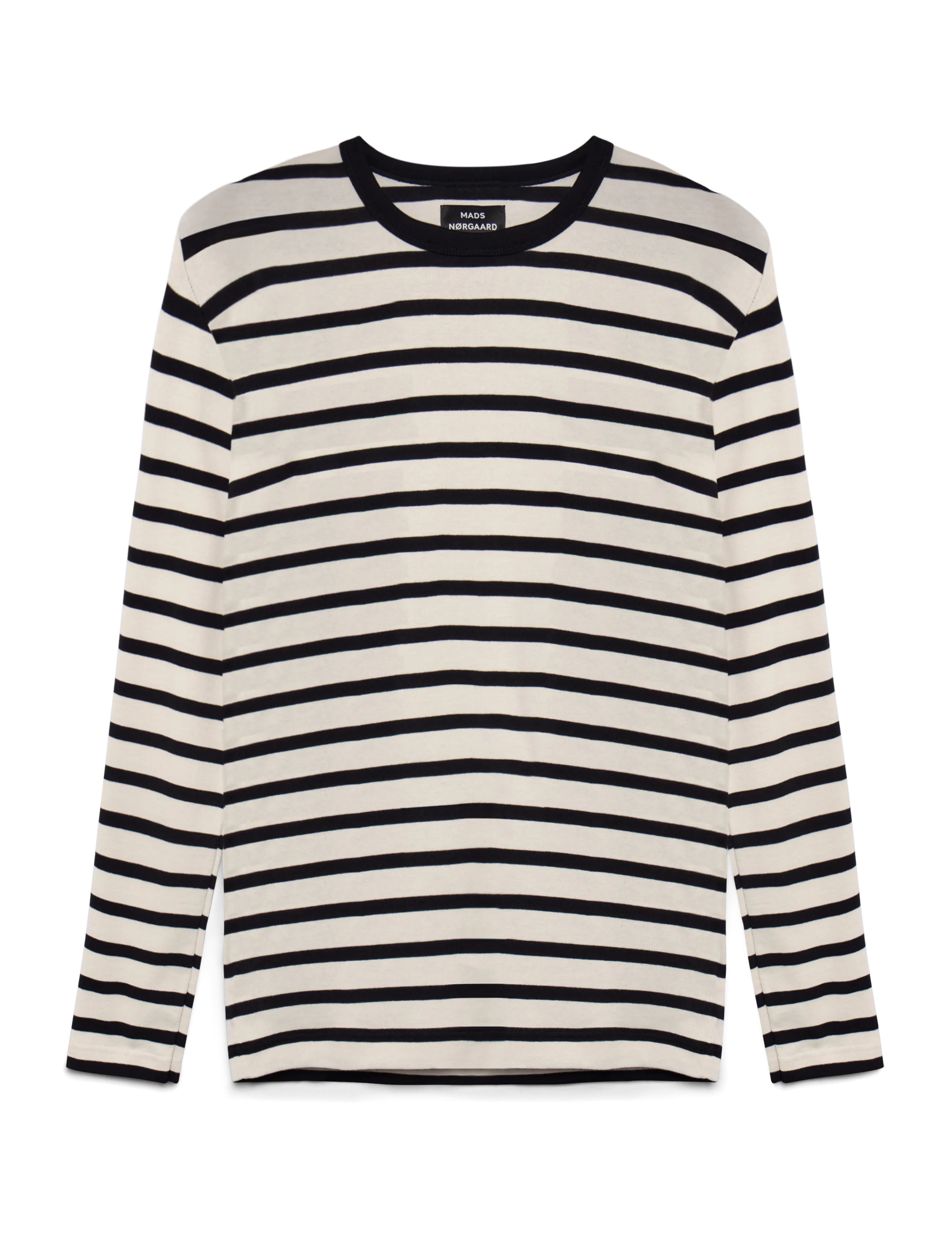Mads Nørgaard Trio Rib Tobias Tee LS - Tøj - BLACK/RAINY DAY / white