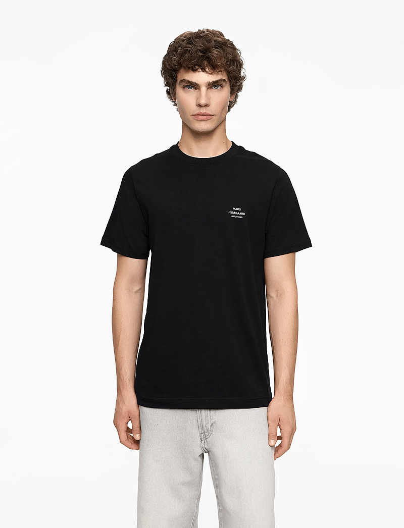 Mads Nørgaard - Cotton Jersey Frode Logo Tee FAV - kortærmede t-shirts - black - 0