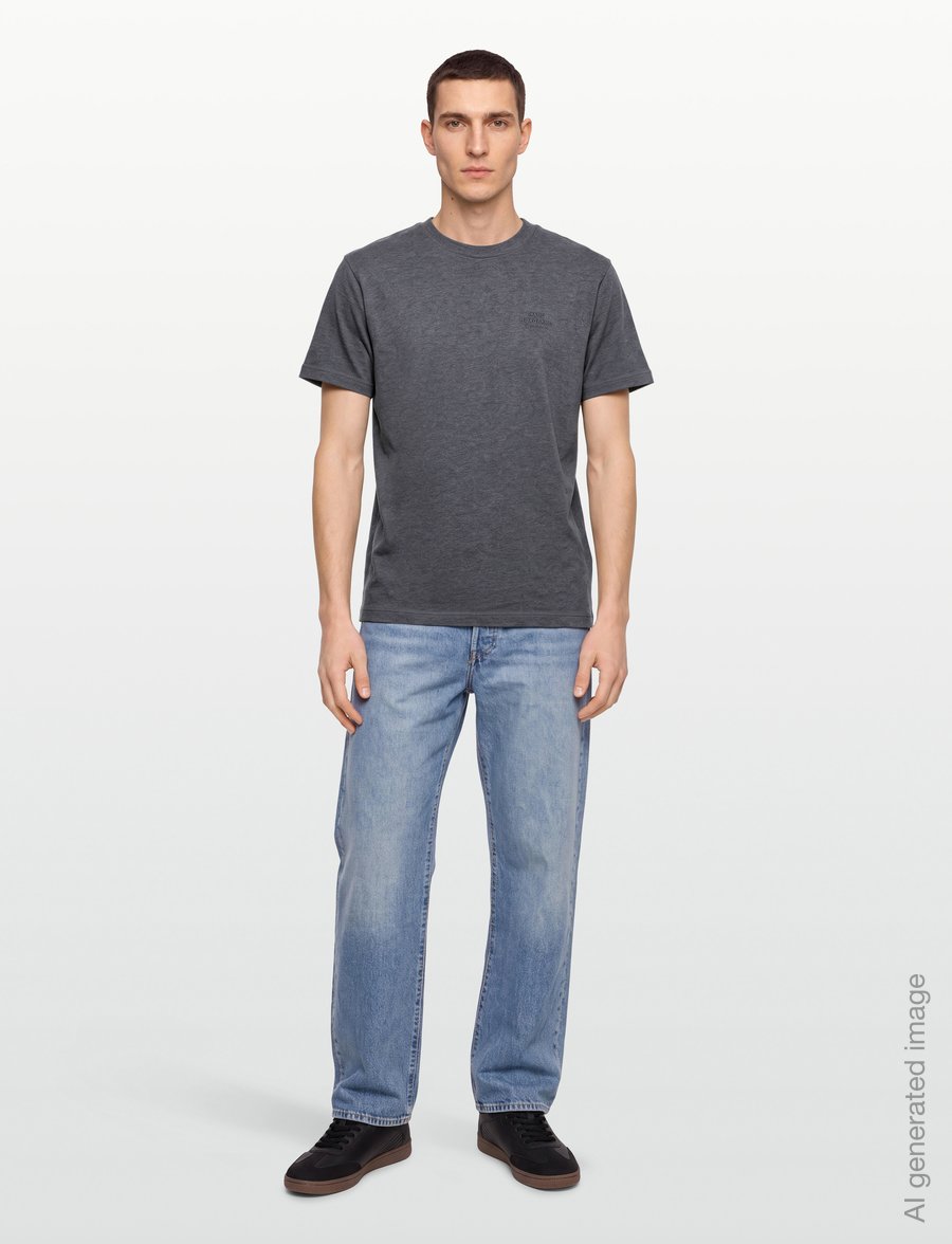Mads Nørgaard - Cotton Jersey Frode Logo Tee FAV - kortærmede t-shirts - dark grey melange - 0