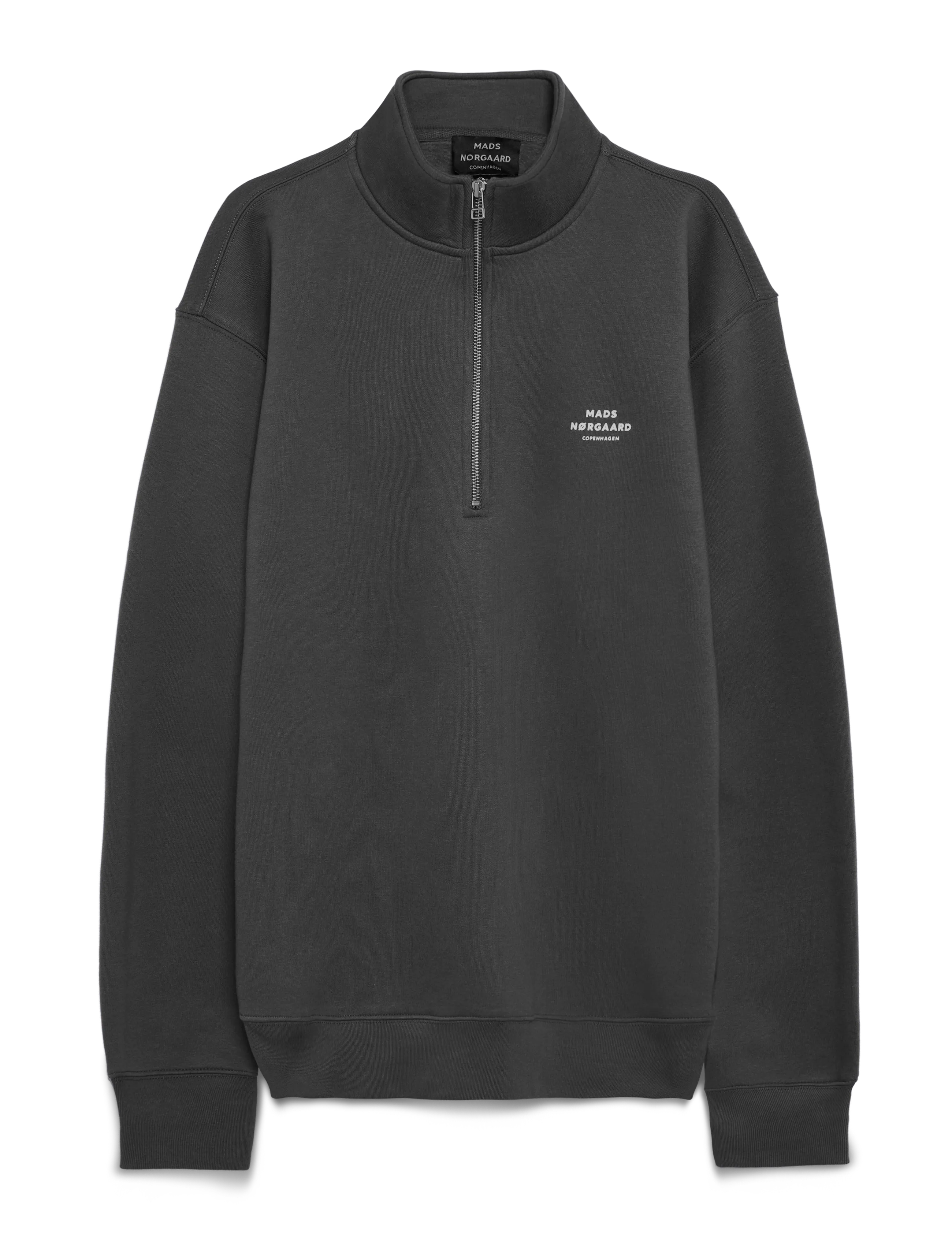 Mads Nørgaard Standard Half Zip Logo Sweat, S, Sweatshirts & Hoodies, Grau - Sweatshirts, Männerswear