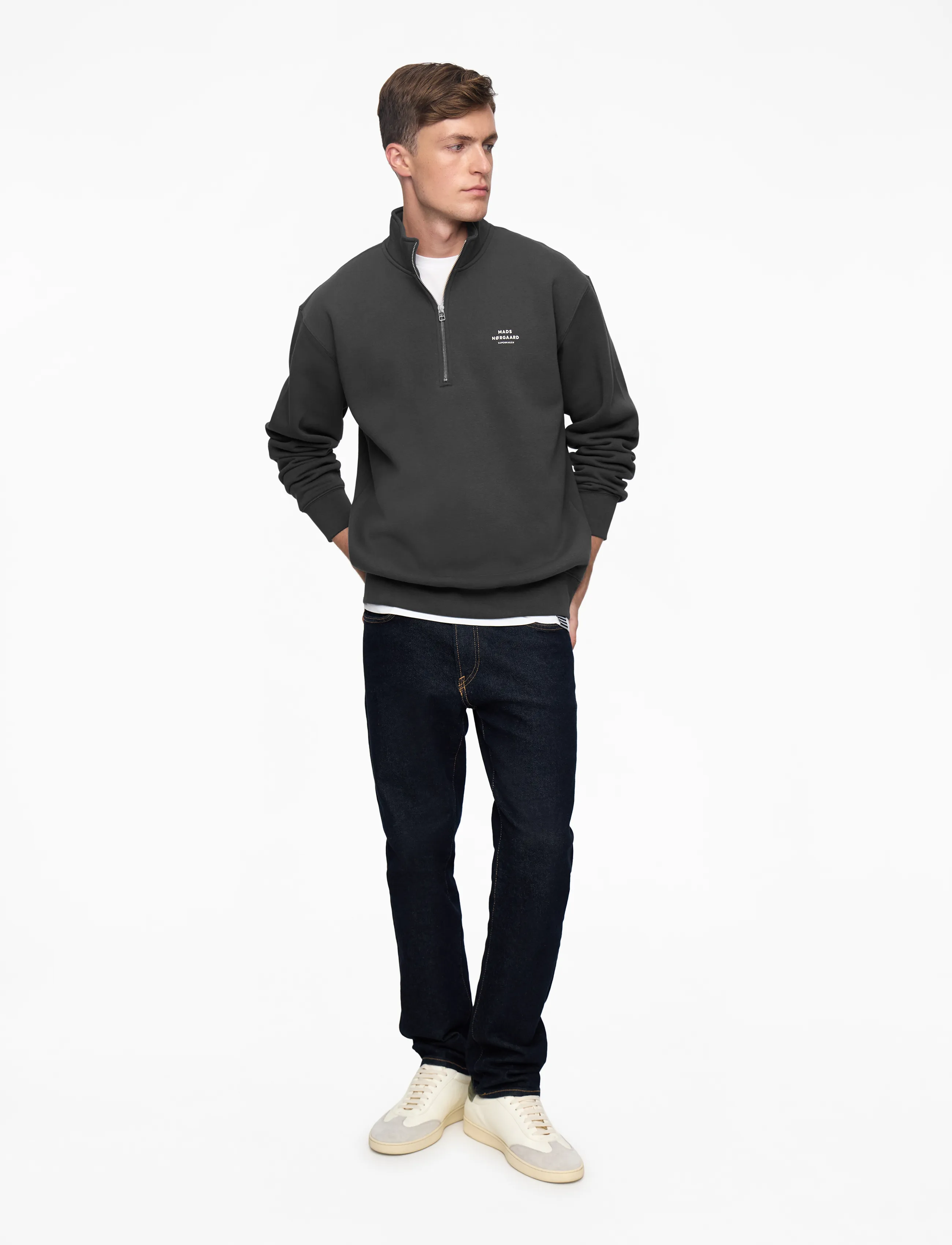 Mads Nørgaard - Standard Half Zip Logo Sweat - osta olukorra järgi - asphalt - 2