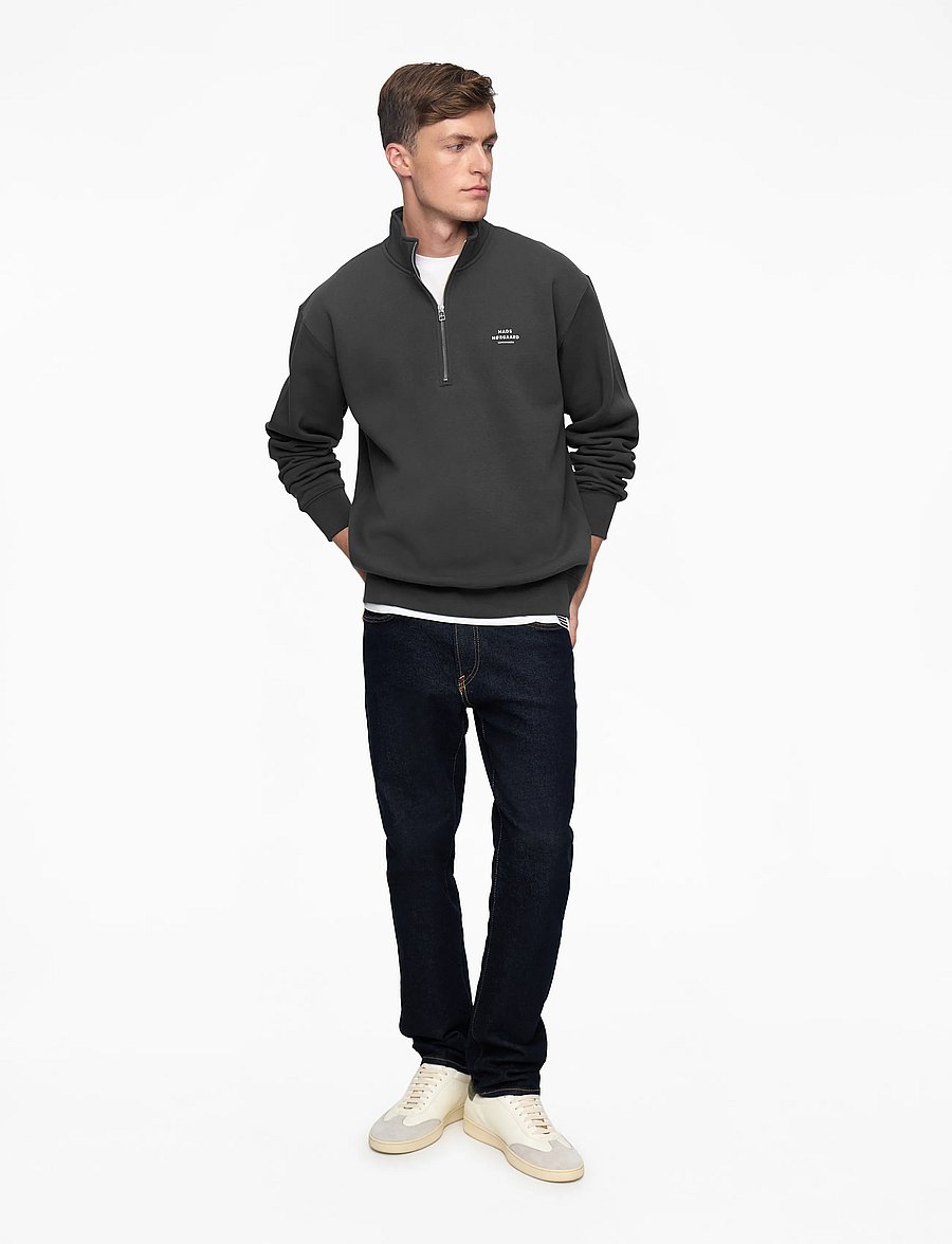 Mads Nørgaard - Standard Half Zip Logo Sweat - shop efter anledning - asphalt - 2
