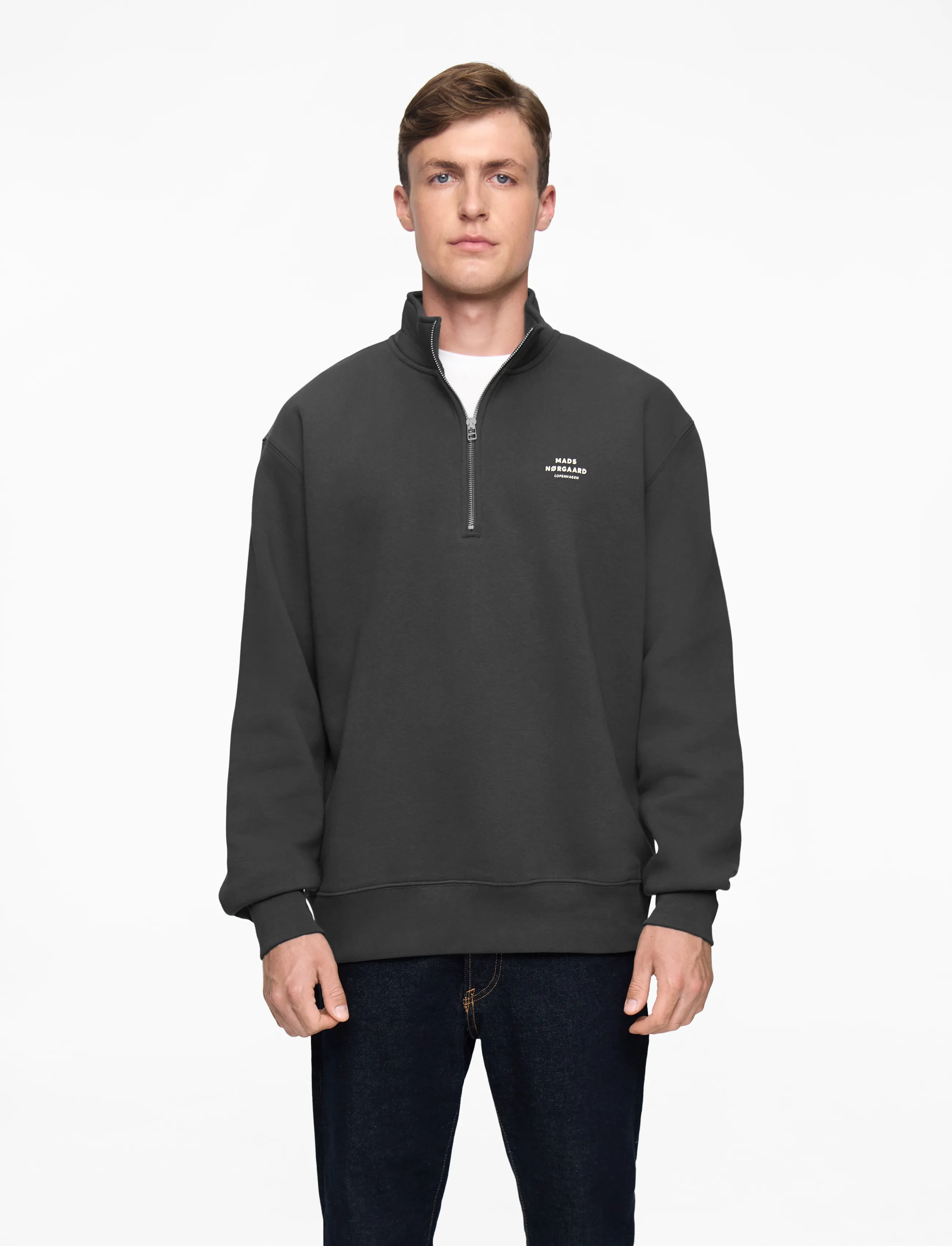 Mads Nørgaard - Standard Half Zip Logo Sweat - shop efter anledning - asphalt - 0
