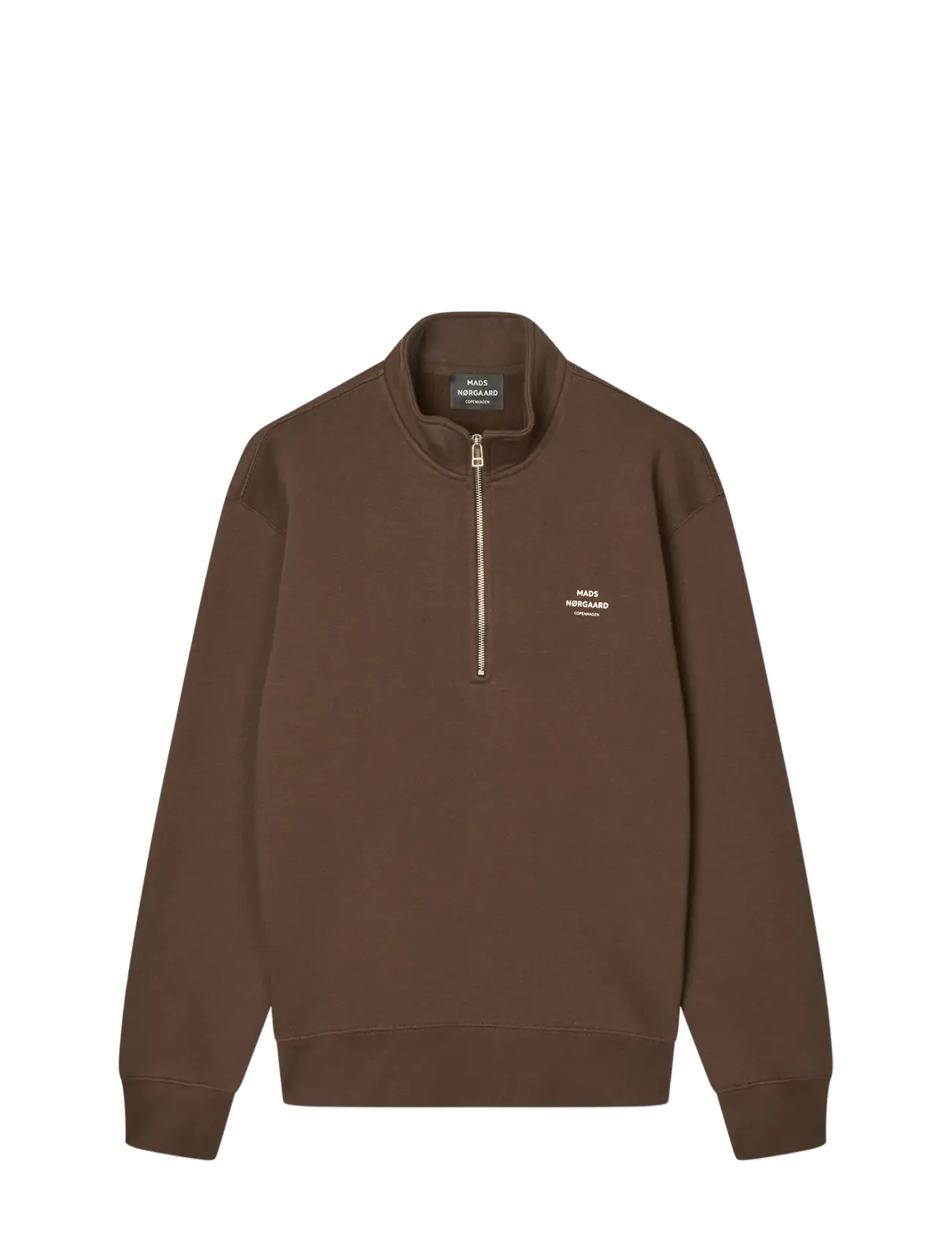 Mads Nørgaard Standard Half Zip Logo Sweat - Tøj - DEMITASSE / brown