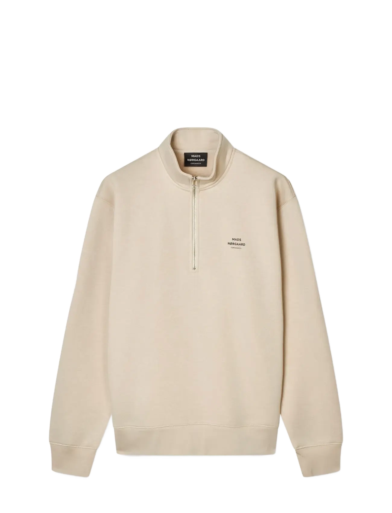 Mads Nørgaard Standard Half Zip Logo Sweat - Tøj - RAINY DAY / cream