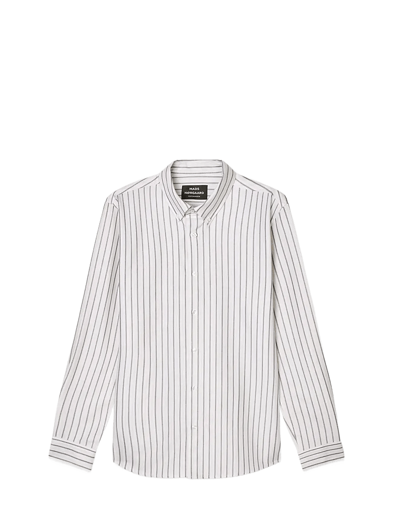 Mads Nørgaard - Cotton Oxford Sune Stripe Shirt BD FAV - stribede skjorter - white/parisian night/rainy day - 1