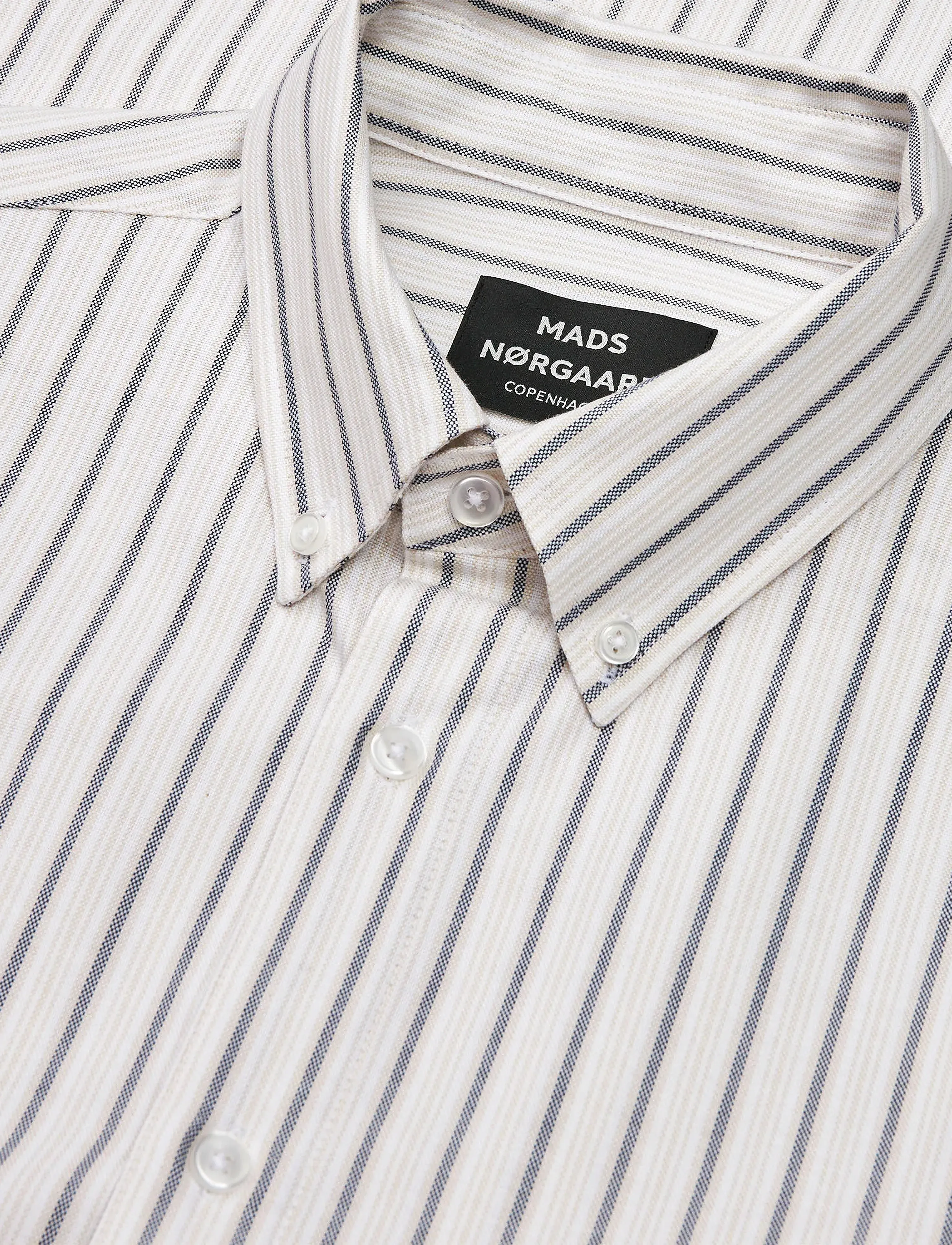 Mads Nørgaard - Cotton Oxford Sune Stripe Shirt BD FAV - stribede skjorter - white/parisian night/rainy day - 3