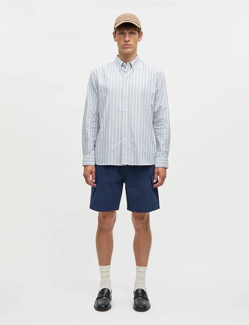 Mads Nørgaard - Cotton Oxford Sune Stripe Shirt BD FAV - triibulised särgid - bright cobalt - 0
