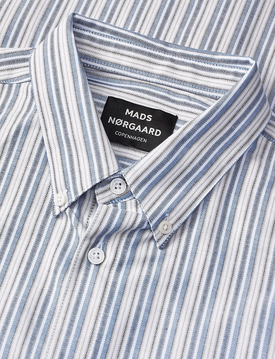Mads Nørgaard - Cotton Oxford Sune Stripe Shirt BD FAV - chemises à rayures - bright cobalt - 3