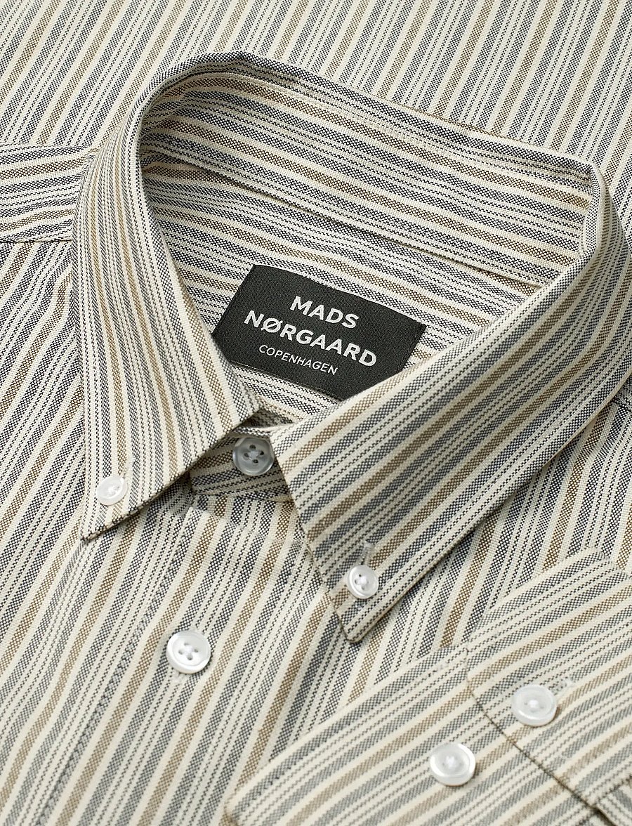 Mads Nørgaard - Cotton Oxford Sune Stripe Shirt BD FAV - chemises à rayures - parisian night/beech - 3