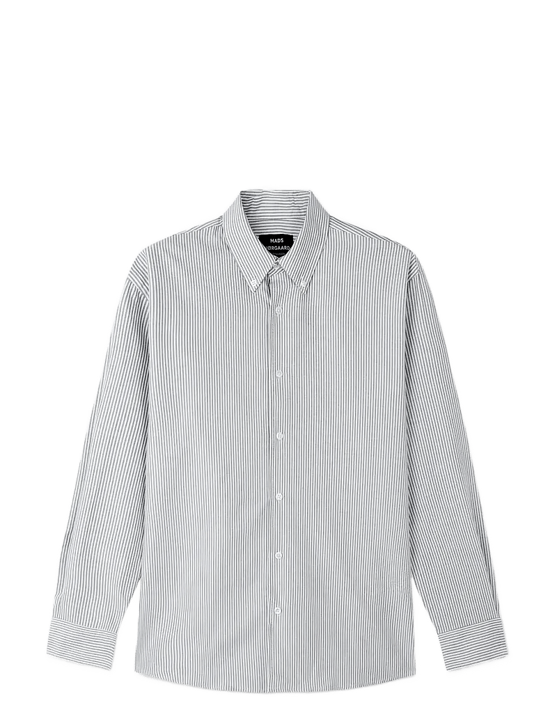 Mads Nørgaard - Cotton Oxford Sune Stripe Shirt BD FAV - triibulised särgid - white/parisian night - 0