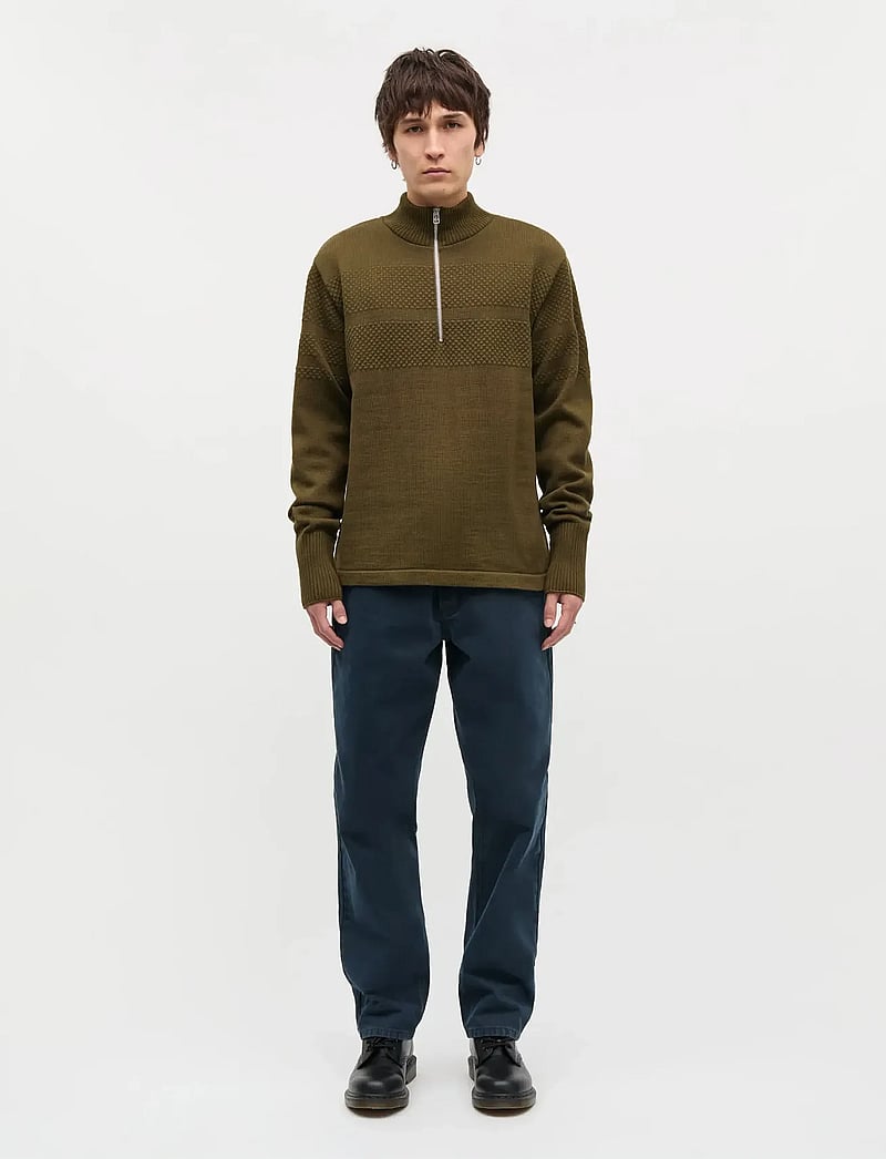 Mads Nørgaard - Wool Klemens Half Zip Knit - hálfrenndar peysur - beech - 0