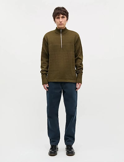 Mads Nørgaard Wool Klemens Half Zip Knit - Clothing - BEECH / khaki/green