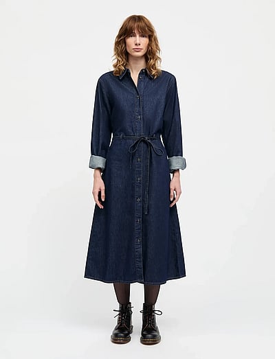 Mads Nørgaard Cosy Denim Svanil Dress - Hemdkleider - DARK INDIGO / navy