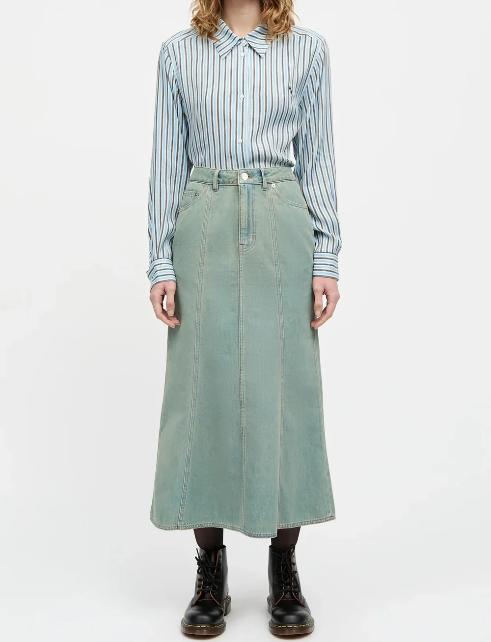 Mads Nørgaard - Cosy Denim Solan Skirt - jeansröcke - vintage blue - 0