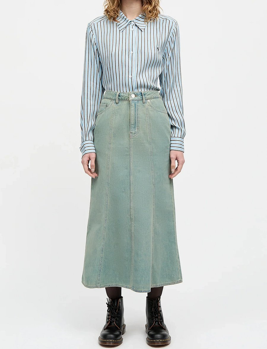 Mads Nørgaard - Cosy Denim Solan Skirt - denimnederdele - vintage blue - 0