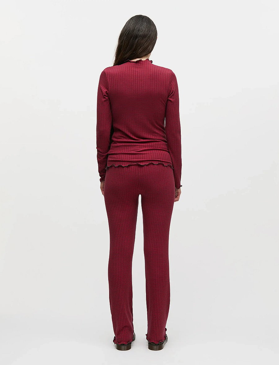Mads Nørgaard - 5x5 Stripe Lonnie Pants - straight leg hosen - parisian night/high risk red - 2