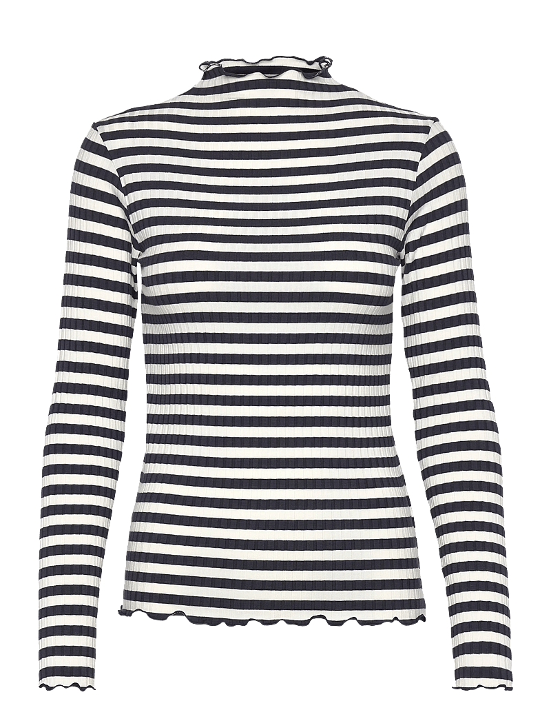 Mads Nørgaard - 5x5 Stripe Trutte Tee LS - langärmlige tops - vanilla ice/parisian night - 0