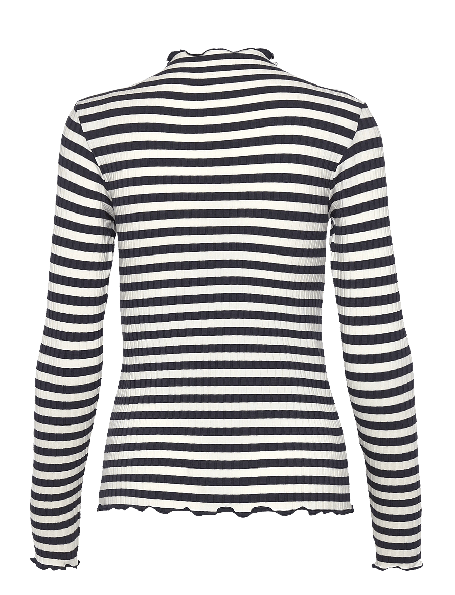 Mads Nørgaard - 5x5 Stripe Trutte Tee LS - langærmede toppe - vanilla ice/parisian night - 1