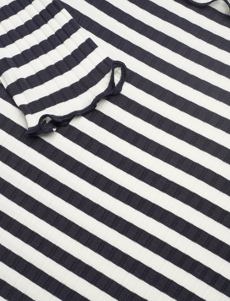 Mads Nørgaard - 5x5 Stripe Trutte Tee LS - langærmede toppe - vanilla ice/parisian night - 2