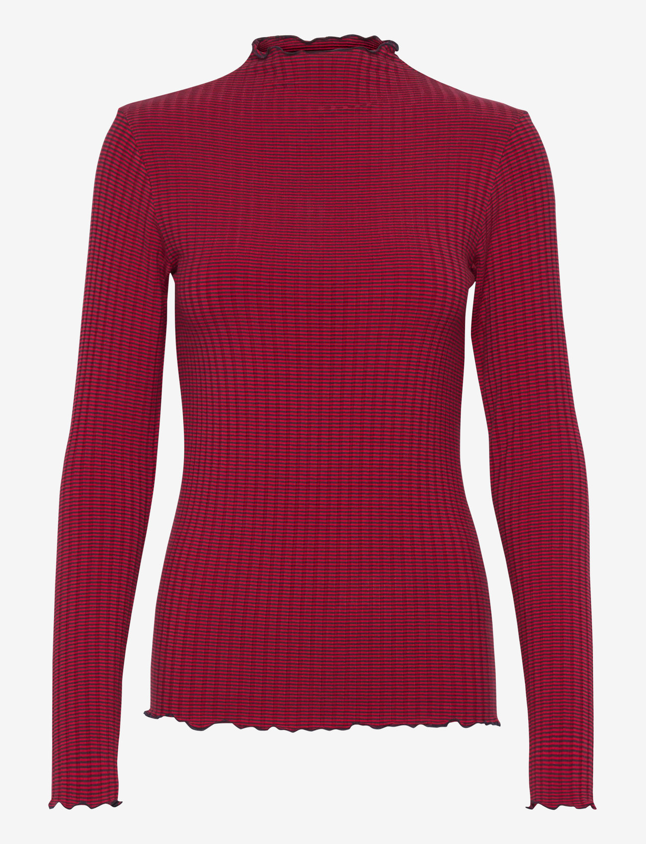 Mads Nørgaard - 5x5 Stripe Trutte Tee LS - långärmade toppar - parisian night/high risk red - 0