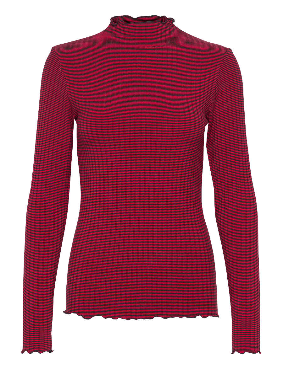 Mads Nørgaard - 5x5 Stripe Trutte Tee LS - langærmede toppe - parisian night/high risk red - 0
