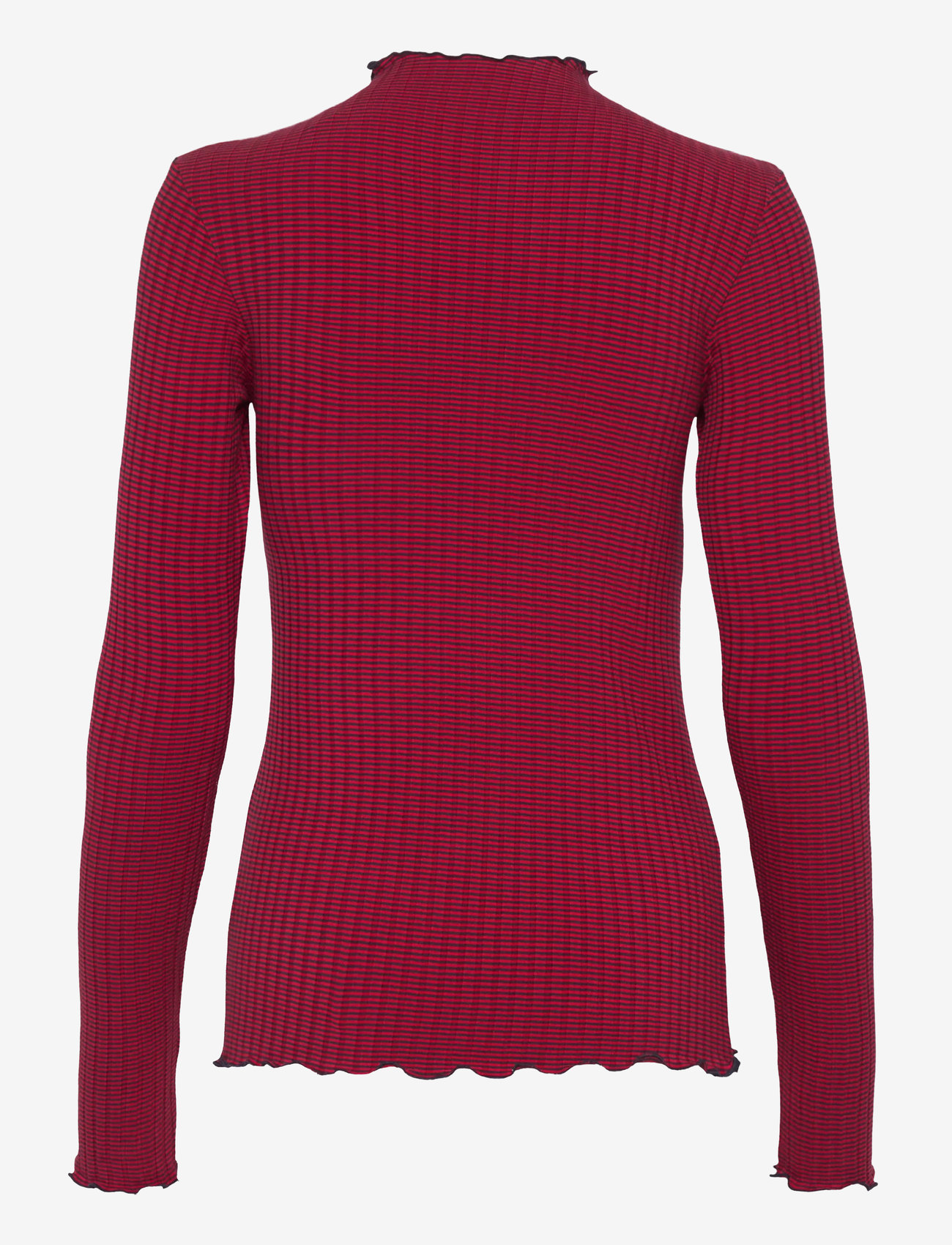 Mads Nørgaard - 5x5 Stripe Trutte Tee LS - långärmade toppar - parisian night/high risk red - 1
