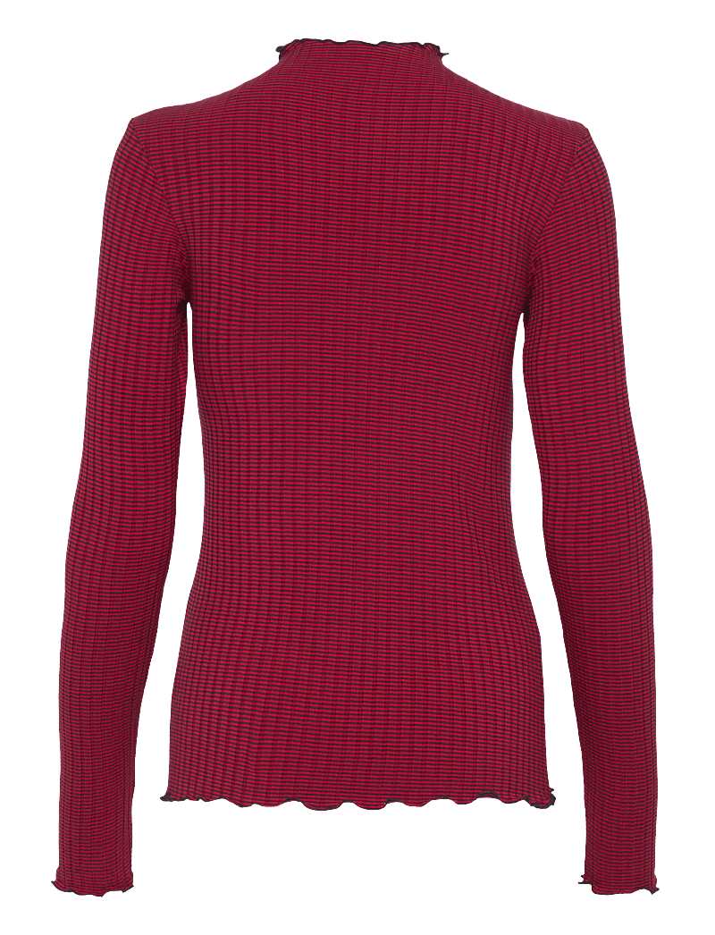 Mads Nørgaard - 5x5 Stripe Trutte Tee LS - långärmade toppar - parisian night/high risk red - 1