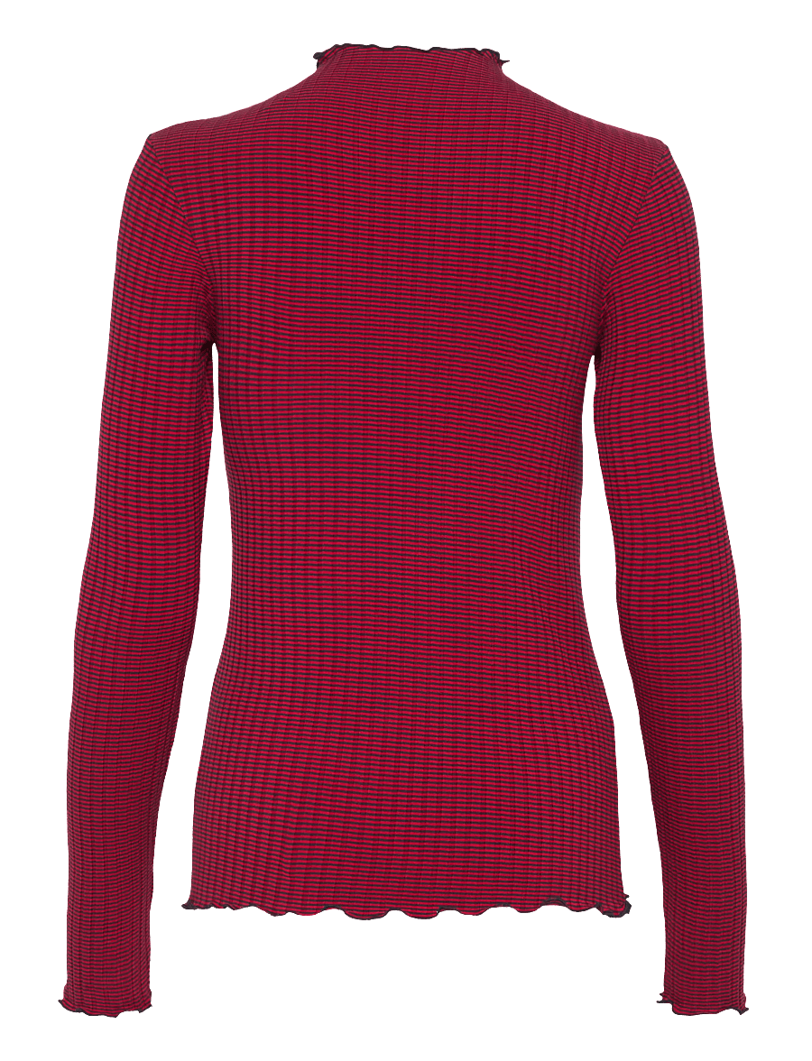 Mads Nørgaard - 5x5 Stripe Trutte Tee LS - langærmede toppe - parisian night/high risk red - 1